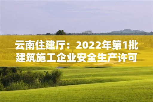 云南住建廳：2022年第1批建筑施工企業(yè)安全生產(chǎn)許可證審查意見公示