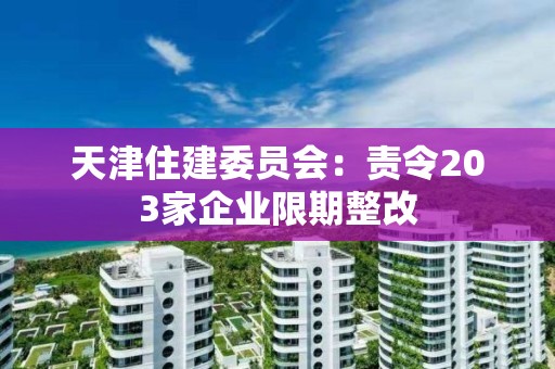 天津住建委員會：責令203家企業限期整改