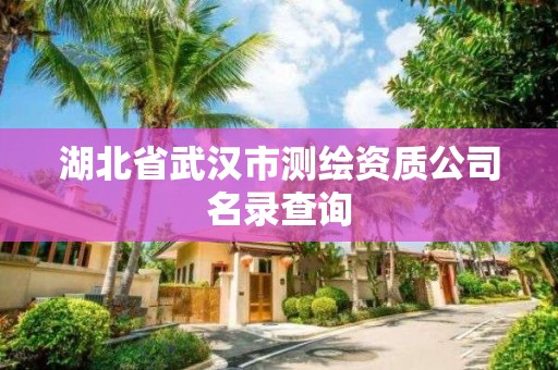 湖北省武漢市測繪資質公司名錄查詢