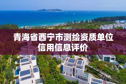 青海省西寧市測繪資質(zhì)單位信用信息評價(jià)