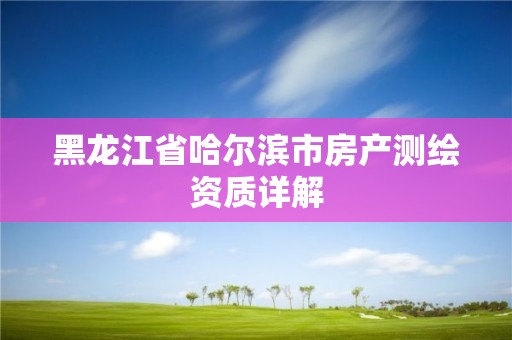 黑龍江省哈爾濱市房產(chǎn)測繪資質(zhì)詳解