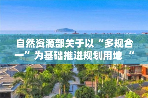 自然資源部關于以“多規合一”為基礎推進規劃用地 “多審合一、多證合一”改革的通知