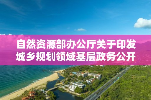 自然資源部辦公廳關于印發城鄉規劃領域基層政務公開標準指引的通知