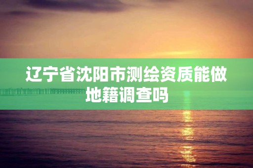 遼寧省沈陽市測繪資質能做地籍調查嗎