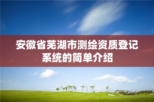 安徽省蕪湖市測繪資質(zhì)登記系統(tǒng)的簡單介紹