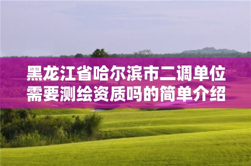 黑龍江省哈爾濱市二調(diào)單位需要測(cè)繪資質(zhì)嗎的簡(jiǎn)單介紹