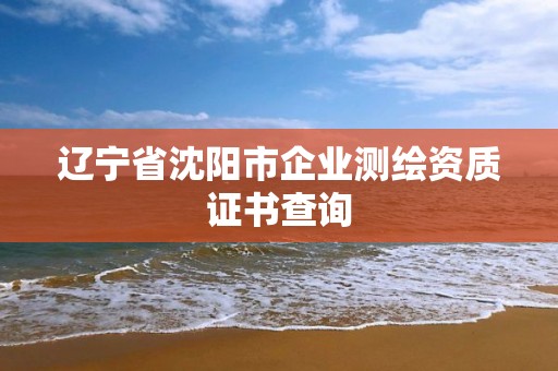 遼寧省沈陽市企業測繪資質證書查詢