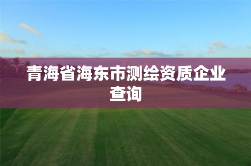 青海省海東市測(cè)繪資質(zhì)企業(yè)查詢