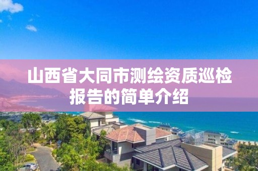 山西省大同市測繪資質巡檢報告的簡單介紹