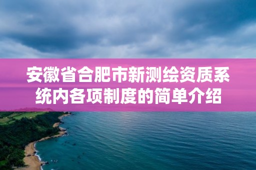 安徽省合肥市新測繪資質系統內各項制度的簡單介紹