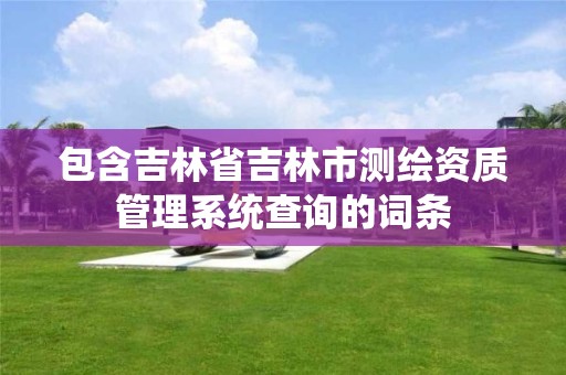 包含吉林省吉林市測繪資質管理系統查詢的詞條