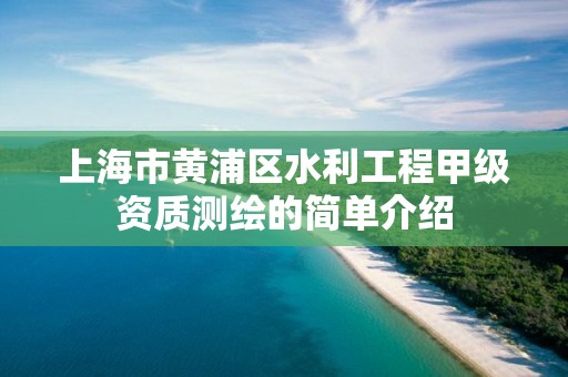 上海市黃浦區水利工程甲級資質測繪的簡單介紹