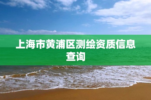 上海市黃浦區測繪資質信息查詢