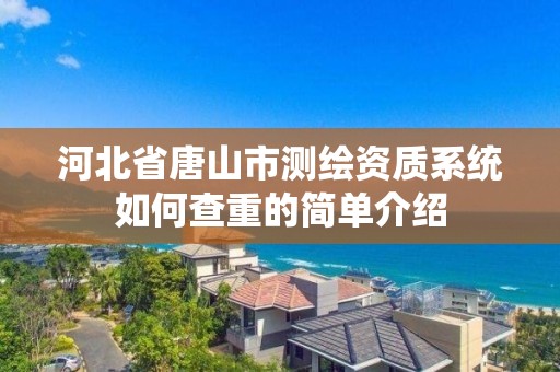 河北省唐山市測繪資質系統如何查重的簡單介紹