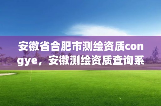 安徽省合肥市測繪資質congye，安徽測繪資質查詢系統