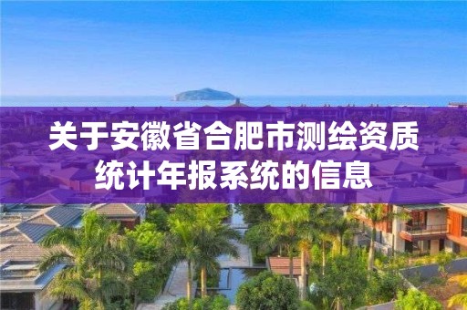 關(guān)于安徽省合肥市測繪資質(zhì)統(tǒng)計年報系統(tǒng)的信息