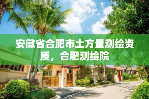 安徽省合肥市土方量測繪資質，合肥測繪院