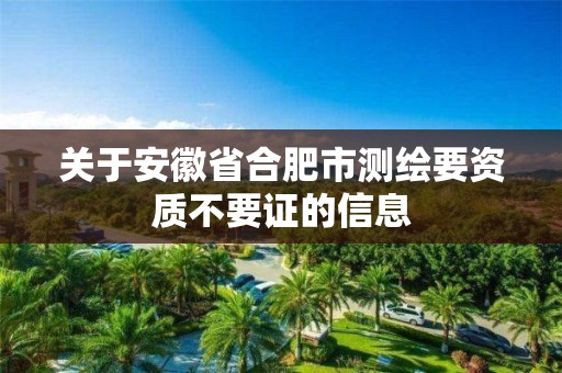 關于安徽省合肥市測繪要資質不要證的信息