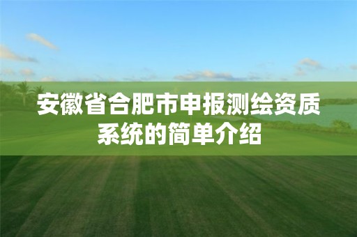 安徽省合肥市申報測繪資質系統的簡單介紹