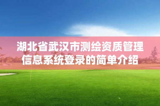 湖北省武漢市測繪資質管理信息系統(tǒng)登錄的簡單介紹