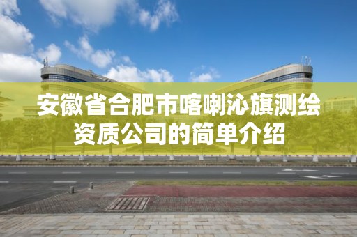 安徽省合肥市喀喇沁旗測繪資質公司的簡單介紹