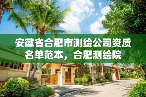 安徽省合肥市測繪公司資質(zhì)名單范本，合肥測繪院