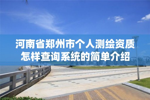 河南省鄭州市個人測繪資質怎樣查詢系統的簡單介紹