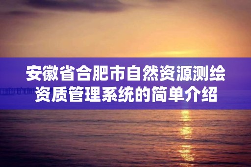 安徽省合肥市自然資源測繪資質管理系統的簡單介紹