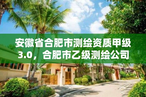 安徽省合肥市測繪資質甲級3.0，合肥市乙級測繪公司