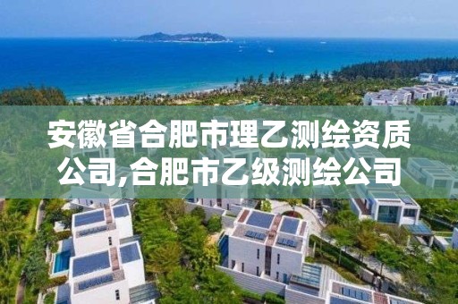 安徽省合肥市理乙測繪資質公司,合肥市乙級測繪公司。