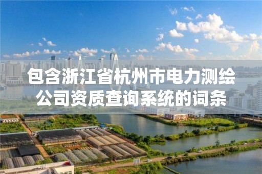 包含浙江省杭州市電力測繪公司資質查詢系統的詞條