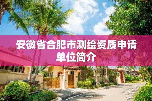 安徽省合肥市測繪資質申請單位簡介