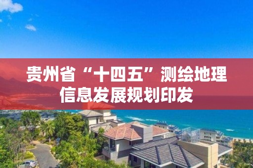 貴州省“十四五”測繪地理信息發展規劃印發