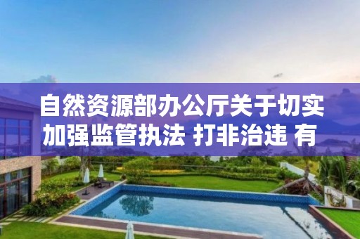 自然資源部辦公廳關于切實加強監管執法 打非治違 有效防范消除安全風險隱患的通知