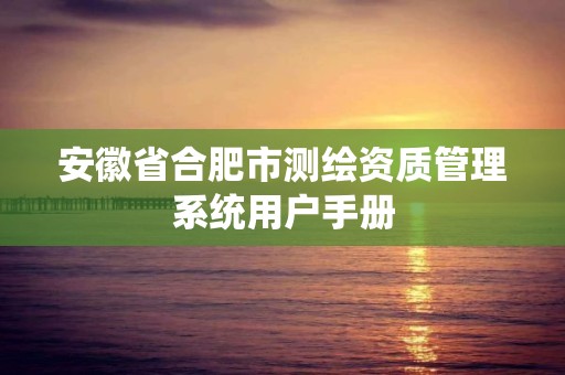 安徽省合肥市測繪資質管理系統用戶手冊