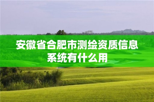 安徽省合肥市測繪資質信息系統(tǒng)有什么用