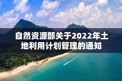 自然資源部關(guān)于2022年土地利用計劃管理的通知