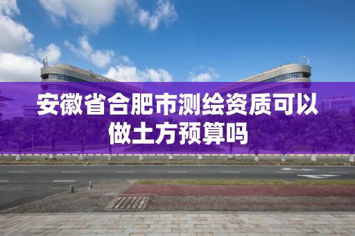 安徽省合肥市測繪資質(zhì)可以做土方預算嗎