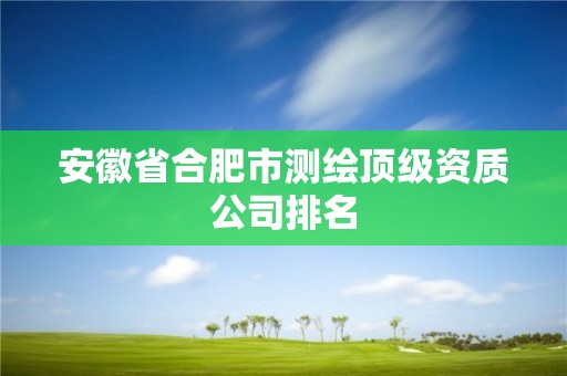 安徽省合肥市測繪頂級資質公司排名