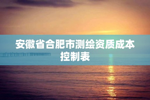 安徽省合肥市測繪資質成本控制表