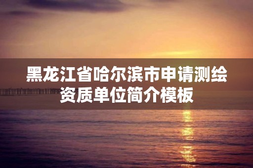 黑龍江省哈爾濱市申請測繪資質單位簡介模板