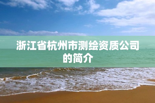 浙江省杭州市測繪資質(zhì)公司的簡介