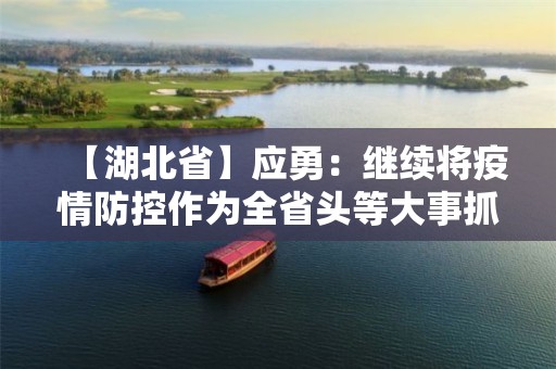 【湖北省】應(yīng)勇：繼續(xù)將疫情防控作為全省頭等大事抓緊抓實(shí)抓細(xì)