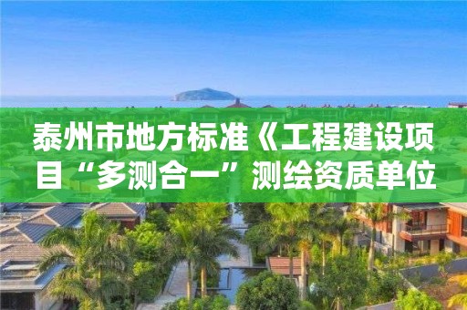 泰州市地方標準《工程建設項目“多測合一”測繪資質單位評價規范》正式發布實施