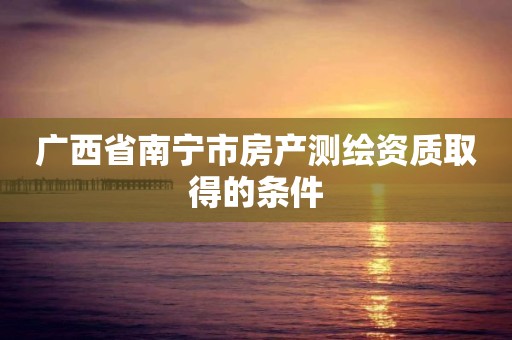 廣西省南寧市房產測繪資質取得的條件