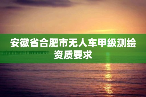 安徽省合肥市無人車甲級測繪資質要求