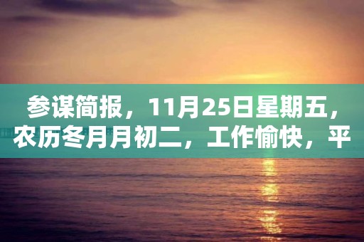 參謀簡報，11月25日星期五，農歷冬月月初二，工作愉快，平安喜樂