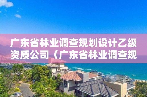 廣東省林業調查規劃設計乙級資質公司（廣東省林業調查規劃設計乙級資質公司有幾家）