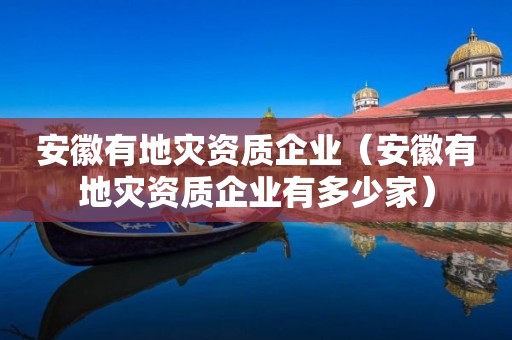 安徽有地災資質企業（安徽有地災資質企業有多少家）