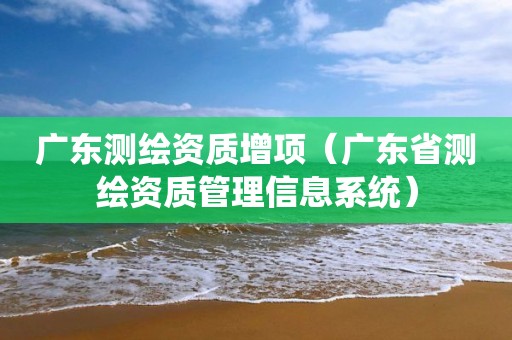 廣東測繪資質增項（廣東省測繪資質管理信息系統）